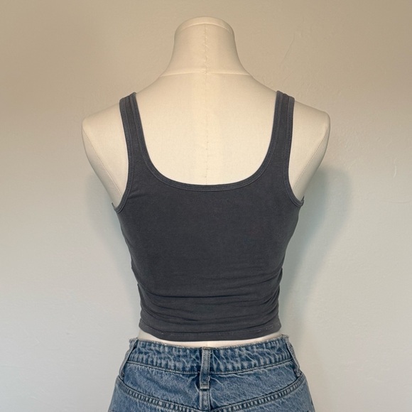 Aeropostale Hook-Front Cropped Tank Washed Charcoal Gray XS - Picture 2 of 9
